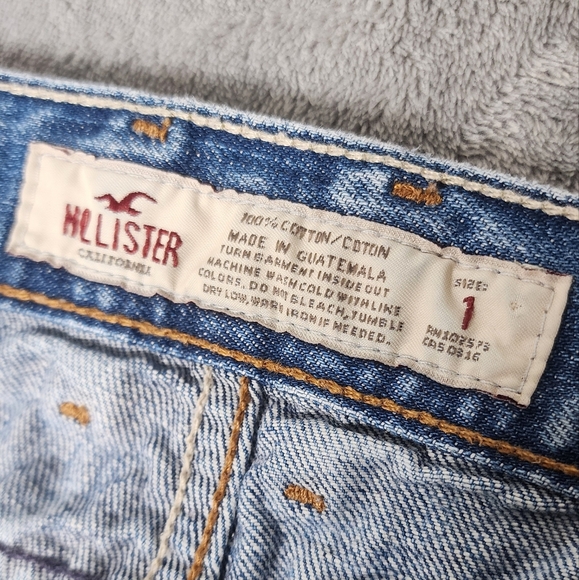 Hollister Junior's Size 1 Shorts Denim Jeans Washed Blue Frayed 100% Cotton Y2k - Picture 4 of 8